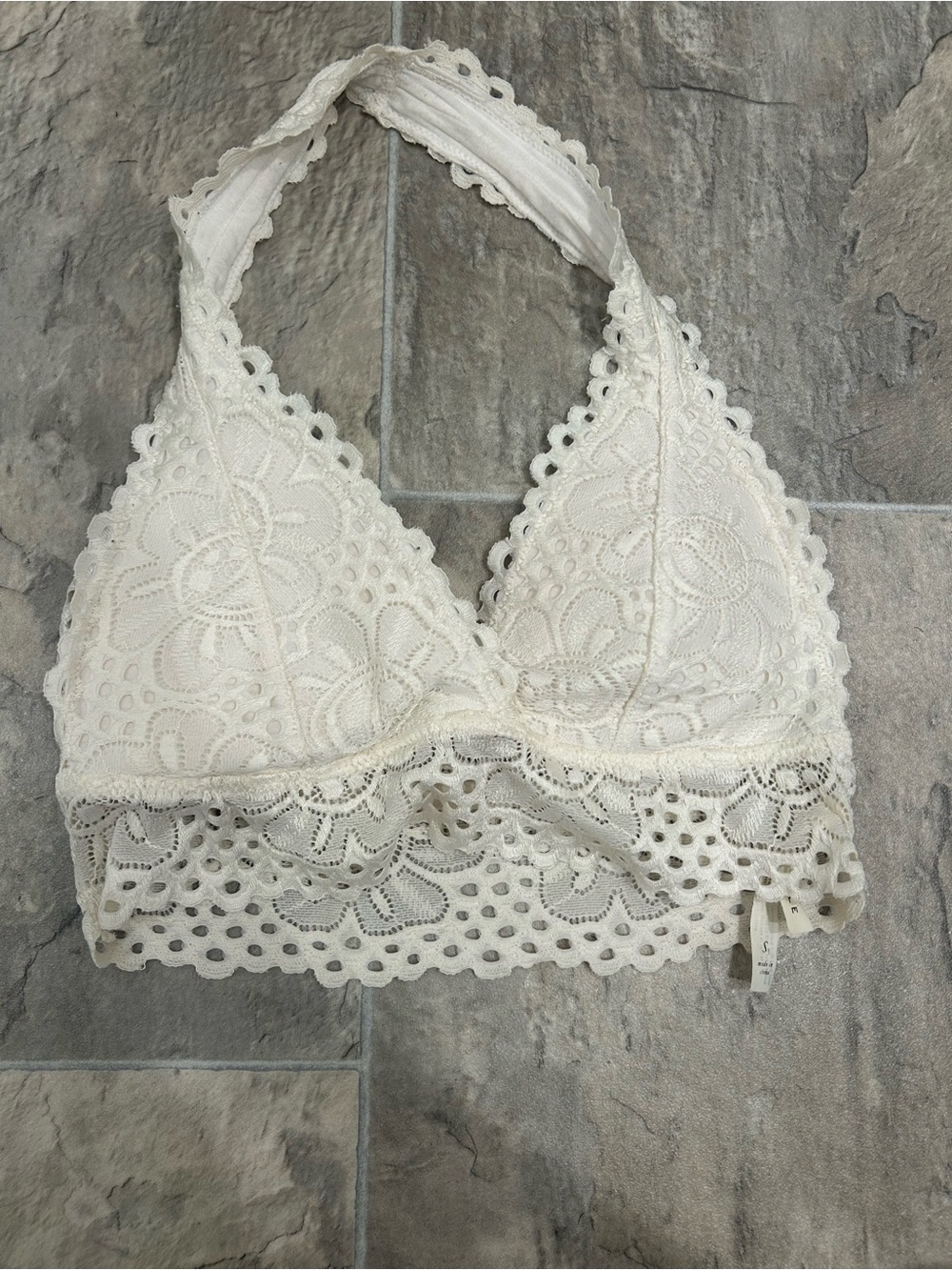 Aeropostale Ivory Crochet Lace Halter Bralette